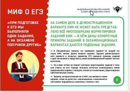 Миф 5 "При подготовке к ЕГЭ мы выполняли одни задания, а на экзамене получили другие"
